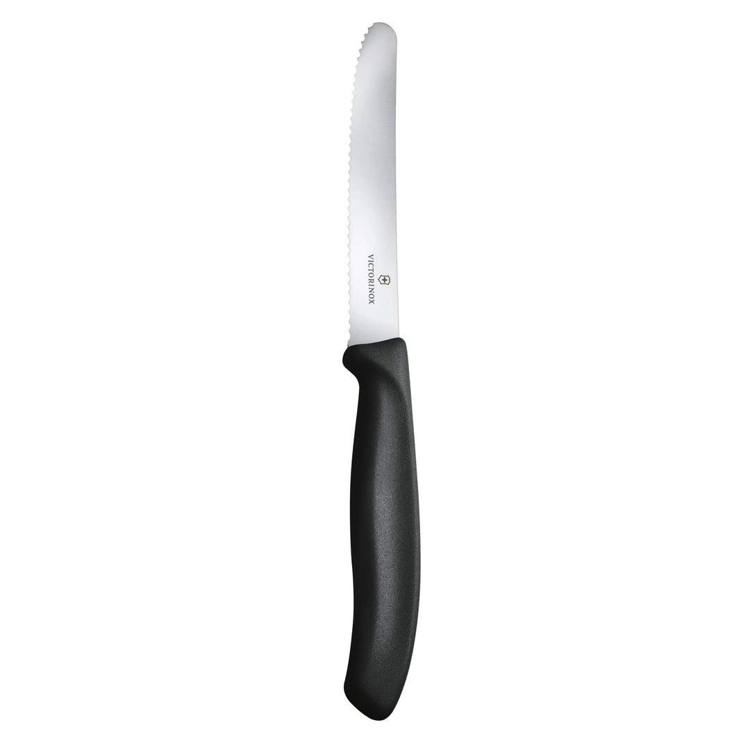 6.7833.6 Swiss Classic Tomato and Table Knife Set for Everyday Family Dining Serrated Blade in Black, Set of 6