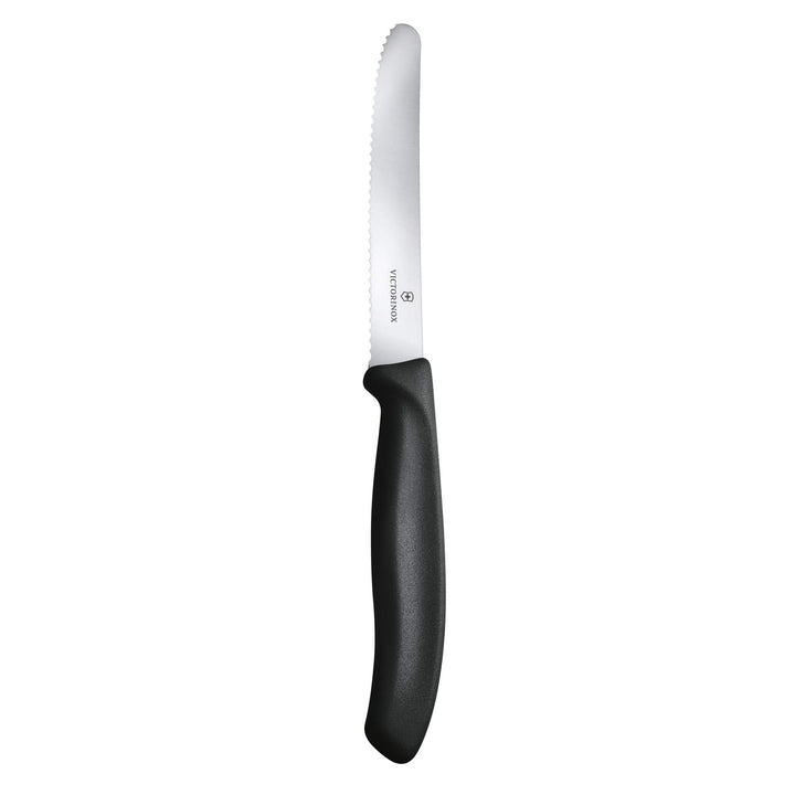 6.7833.6 Swiss Classic Tomato and Table Knife Set for Everyday Family Dining Serrated Blade in Black, Set of 6