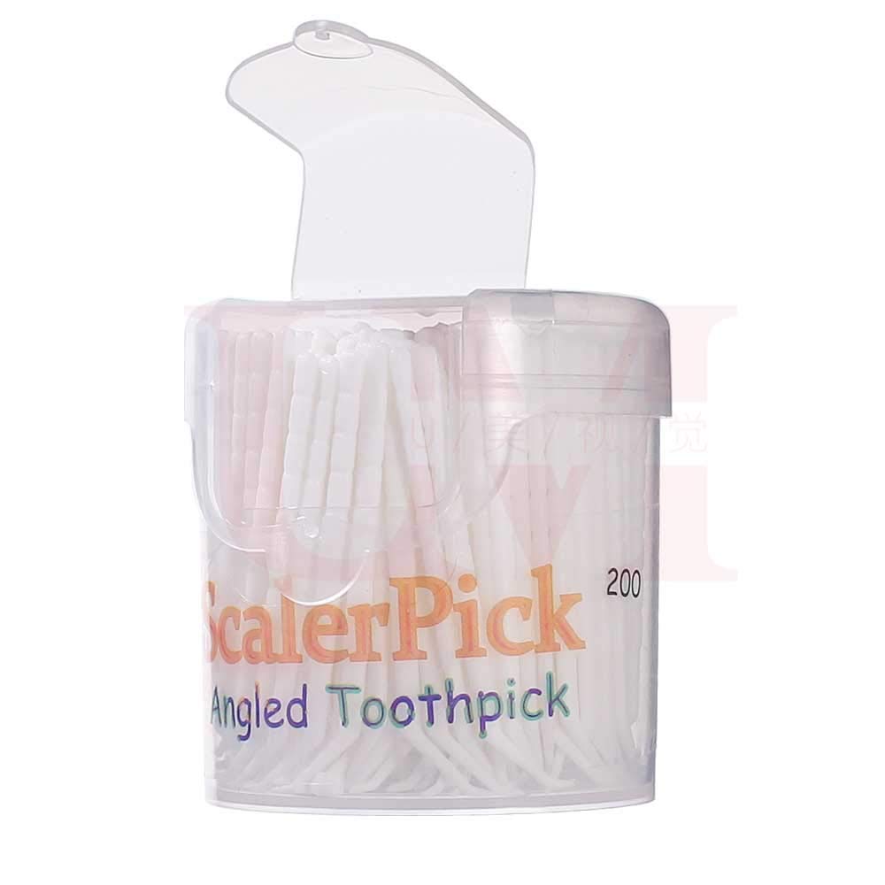 Angled toothpick Scalerpick White Plastic Household Teeth Cleaning Curved Hook 200 pcs