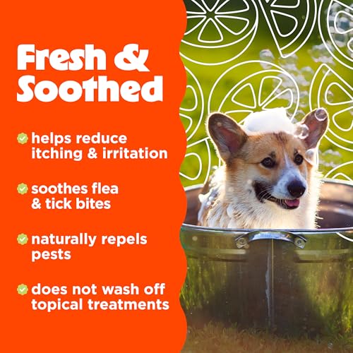 Citrus Flea & Tick Shampoo for Dogs, Soothing Bite Relief, Fresh Citrus Scent, Made in the USA, 20oz.
