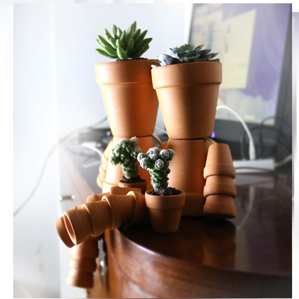 Mini Terracotta Pots with Drainage Holes - 1.5 inches Tiny Clay Nursery Pots for Indoor/Outdoor Mini Plant, DIY Crafts, Wedding Favors(10 Pack)