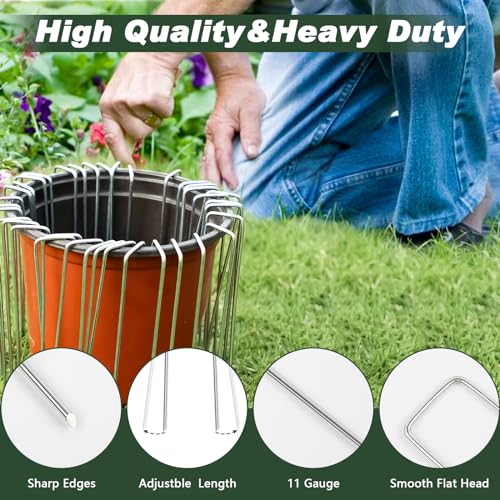 6 Inch 50 Pack Hot-dip Galvanized Landscape Staples Plant Cover Stakes 11 Gauge Tent Stakes Garden Stakes Landscaping Fabric SOD Pins Yard Stakes for Decoration Weed Barrier Fabric