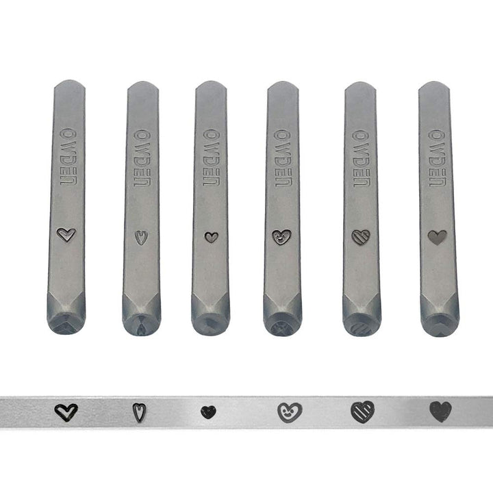 Jewelry Metal Stamps Set,6pcs Heart (Love) Metal Design Stamps,6 Styles Steel Stamp Heart Punch,Metal Love stmaps for Jewelry Working,Metal Blank Bangle Stamps