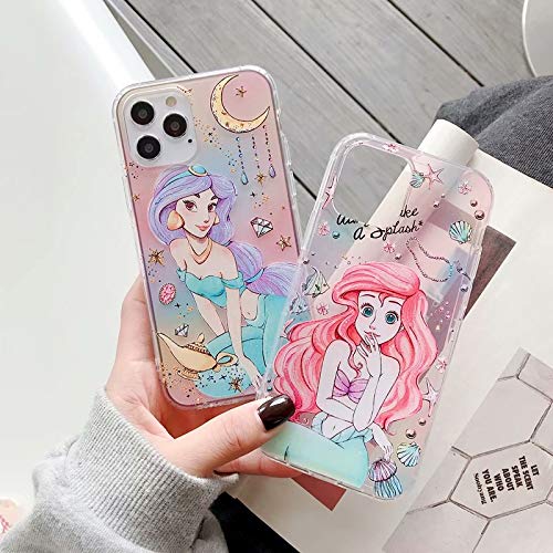 iPhone 13 Pro Max 6.7 Ariel Princess Case, Cute Cartoon TPU Clear Protective Cover for Girls & Women