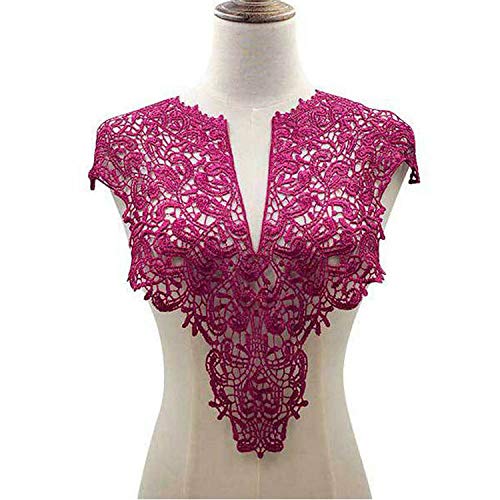 2 Pcs Water-Soluble Lace Collar Polyester Silk Embroidery Chest Lace Three-Dimensional Hollow Collar Fake Collar Front/Back Collar(Violet)