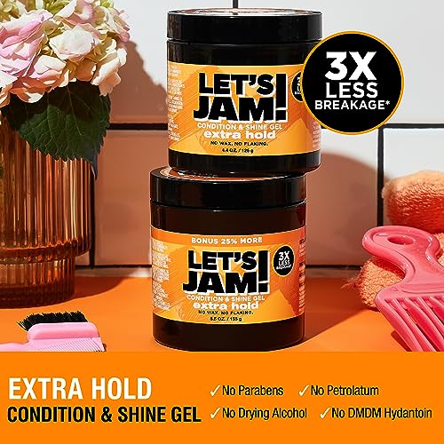Let's Jam! Shining and Conditioning Hair Gel by Dark and Lovely, Extra Hold, All Hair Types, Styling Gel Great for Braiding, Twisting & Smooth Edges, Extra Hold, 4.4 oz