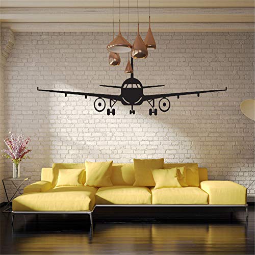 Chic Wall Decals Military Army Cargo Airplane Aircraft Airplane Biplane Silhouette Wall Sticker Decal, Removable DIY Vinyl Plane Wall Decor Art Mural for Kids Boys Gift Durable (M:39.37 x 12.60 in)