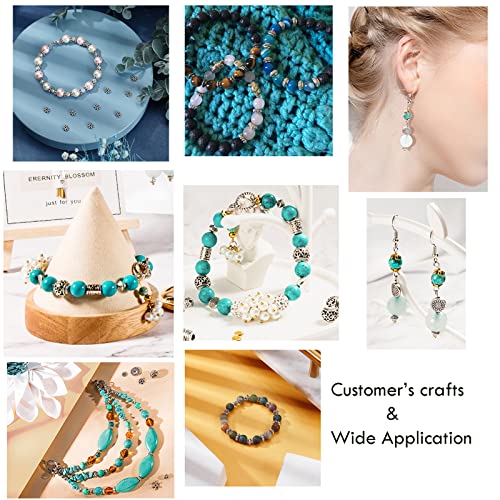 300pcs 6 Style Antique Silver Spacer Beads, Tibetan Metal Alloy Tube Spacers Flower Flat Rondelle Small Loose Beads for Bracelet Necklace Earring Jewelry Making Supplies