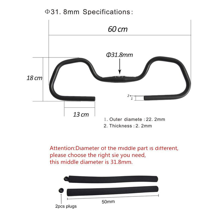 Trekking Cycling Mountain Bike Road Bicycle Butterfly Handlebar with Sponge (f25.4mm 31.8mm)
