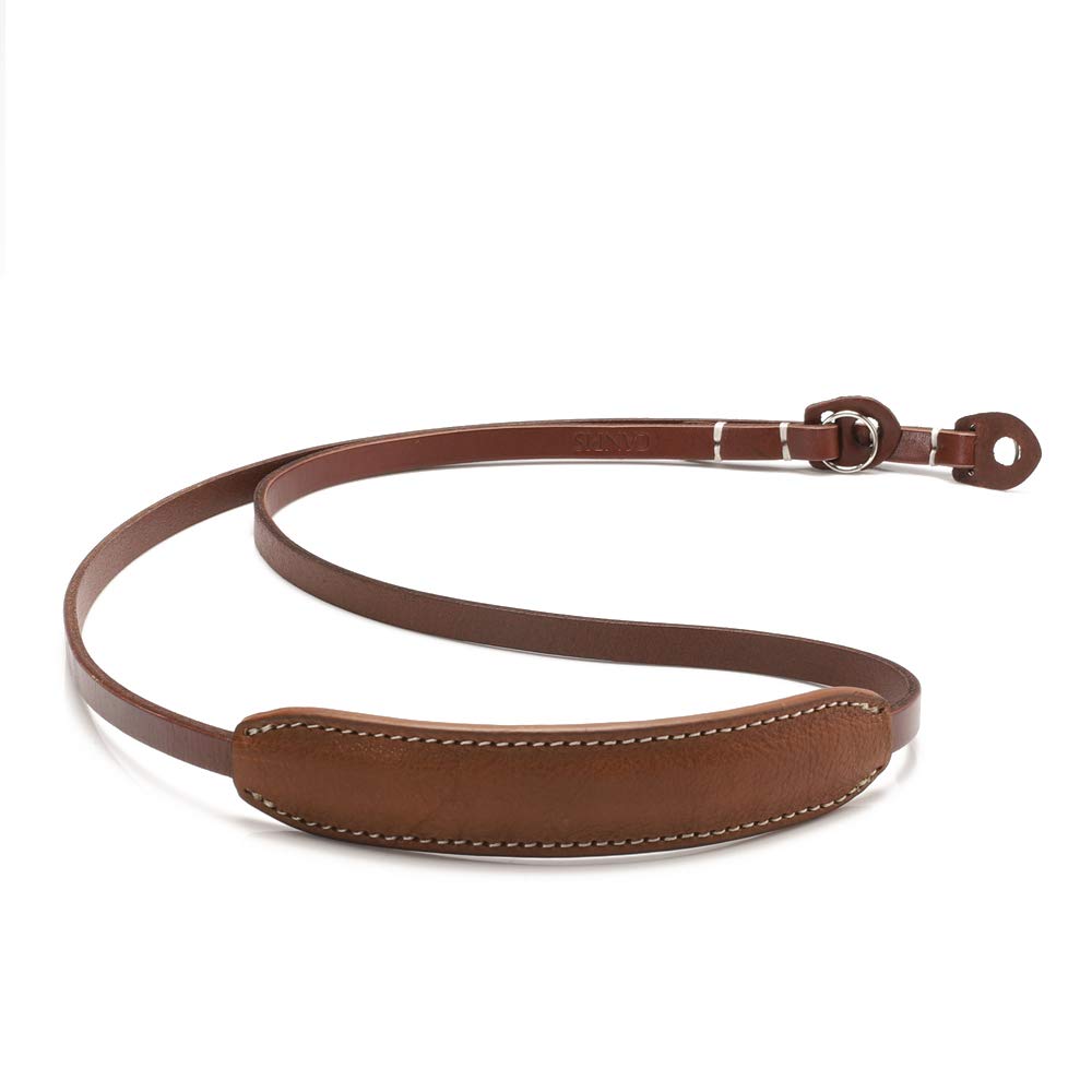CP005 Leather Camera Neck Shoulder Strap with Pad, Mirrorless Camera Strap Compatible with Sony Leica Nikon Fujifilm Olympus Panasonic (Color: Brown, Length 108cm)