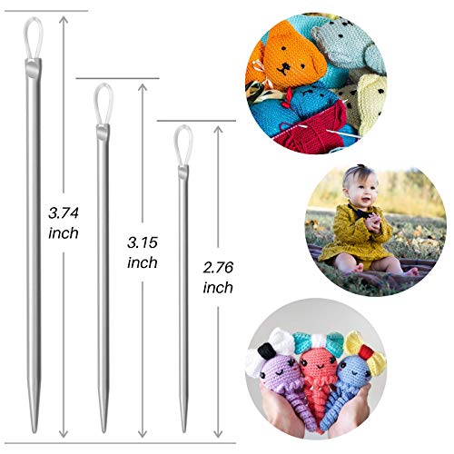 Wool Needles Colorful Bent Tip Tapestry Needles Large-Eye Aluminium Sewing Knitting Needles