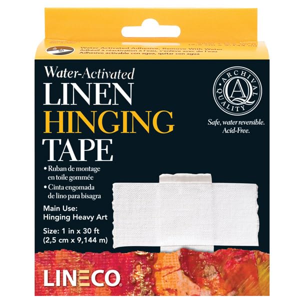 , Water-Activated Linen Tape, Acid Free Neutral pH Self Adhesive Tape for Hinging Artwork, Photo, Poster, 1 Inch X 30 Ft