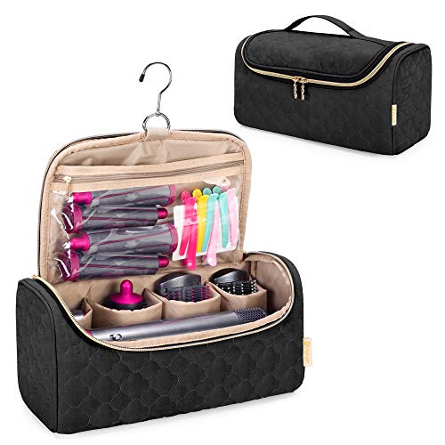 Travel Case Compatible for Dyson Airwrap Complete Styler All Models and Attachments, Portable Storage Bag with Hanging Hook for Hair Curler Accessories, Black (Patented Design)