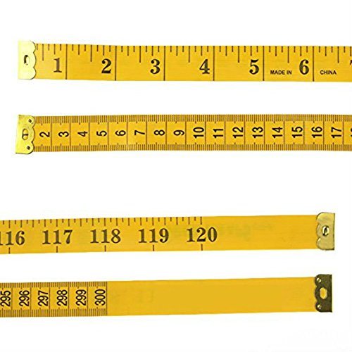 Akak Store 300cm /120 Inch Double-scale Soft Tape Measuring Weight Loss Medical Body Measurement Sewing Tailor Cloth Ruler Dressmaker Flexible Ruler Heavy Stuy Tape Measureï¼Ë†3 m/10 feet,Yellowï¼â€°