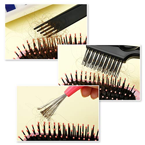 4 Pcs Hair Brush Cleaning Set Tool Mini Hair Cleaning Brush Cleaner Tool for Removing Hair Dust Home Salon Use(Black)