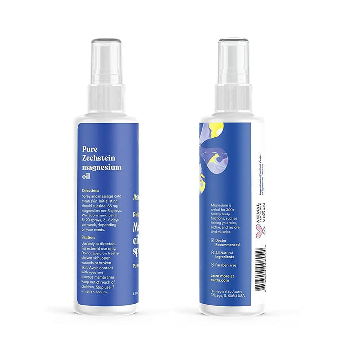 Magnesium Oil Spray, 4 fl oz (Pack of 2)- Topical Magnesium, Rapid Absorption, Pure, Odorless and Non-Greasy, Magnesium Derived from Zechstein Seabed