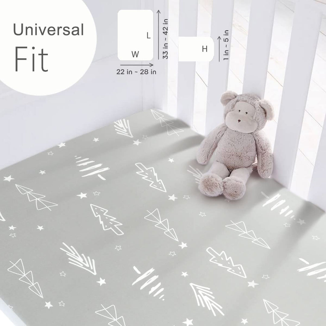 Stretchy Ultra Soft Jersey Knit Fitted Pack n Play Sheets Set 2 Pack, Portable/Mini Crib Sheets, Christmas Trees and Arrows for Girls and Boys