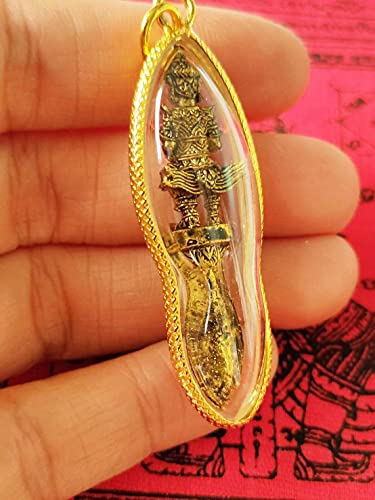 MiracleTH6395 Thai Magic Amulet Power Wessuwan Giant God Statue Waterproof Pendant & Pha Yant Wessuwan Giant God Talisman Cloth Mantra Protection Danger Evil Spirit Dark Magic Blessing by Lp YangDam