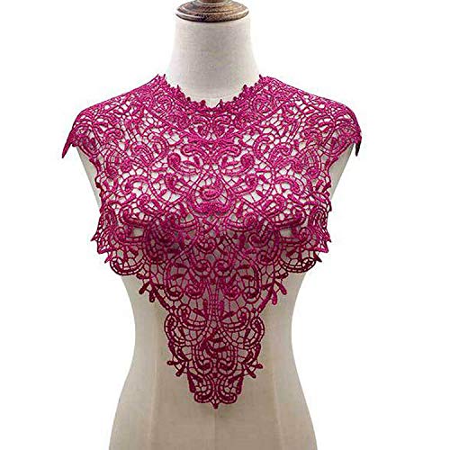 2 Pcs Water-Soluble Lace Collar Polyester Silk Embroidery Chest Lace Three-Dimensional Hollow Collar Fake Collar Front/Back Collar(Violet)