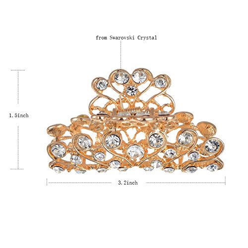 Gold Diamante Hair Claw Clip Grip Pink Crystal Bridal Party Prom New