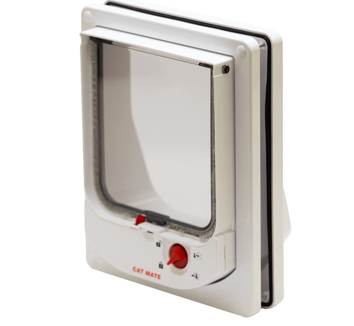 Electromagnetic 4-Way-Locking Cat Flap with 2 Collar Keys - White