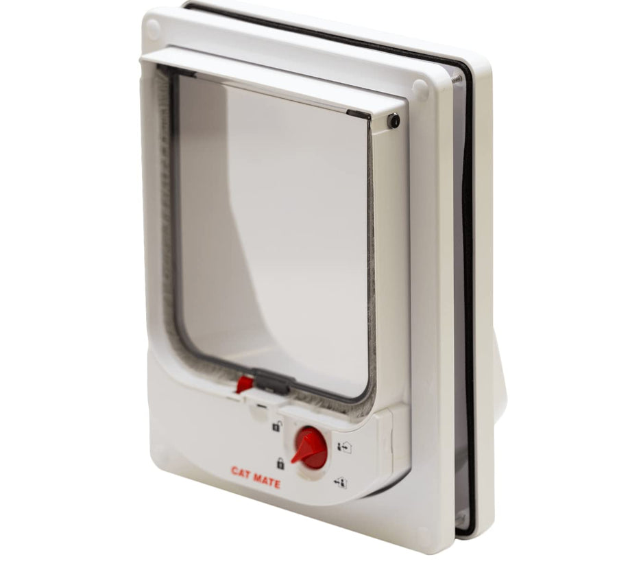 Electromagnetic 4-Way-Locking Cat Flap with 2 Collar Keys - White