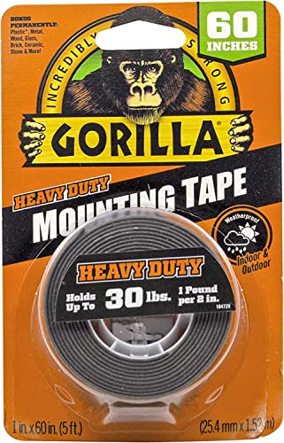 6055001 Heavy Duty Double Sided Mounting Tape, 1-Pack, Black