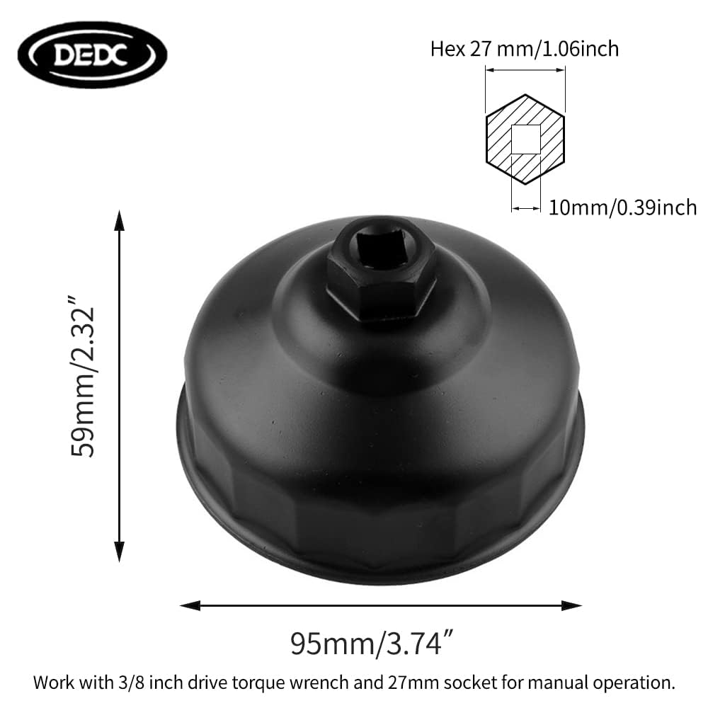 3.39inch/86mm 16 Flutes Aluminium Oil Filter Wrench for BMW, Oil Filter Housing Cap Removal Tool for N20, N26, N51, N52, N54, N55, N63, N74, S55, S63 BMW Engines (Black)