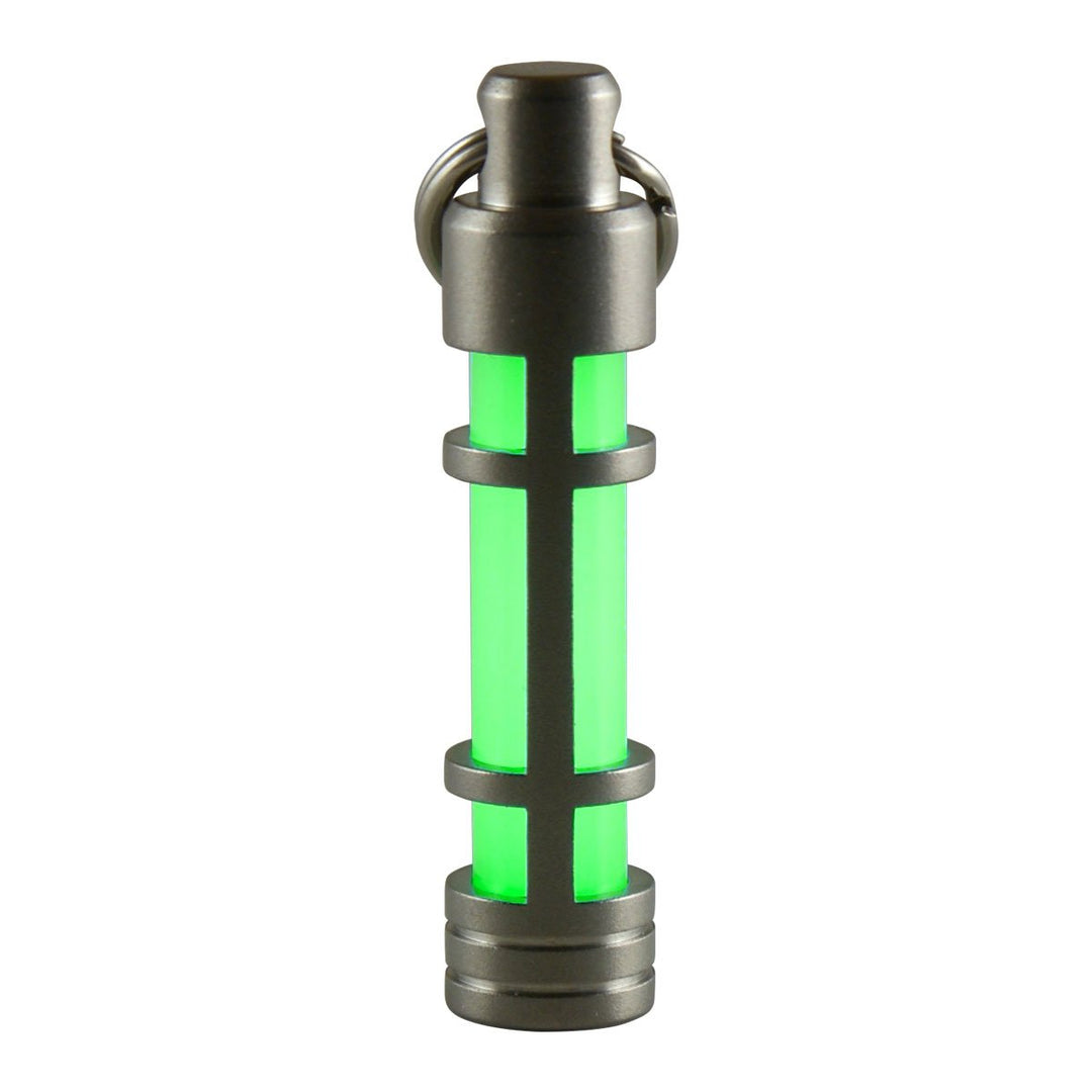 - Embrite Glow Fob - Stainless Steel - Glow in the Dark - Green Embrite Glow Pellet - Keychain Accessories - Everyday Carry - Key Fob - Glow Sticks - Gifts for Men