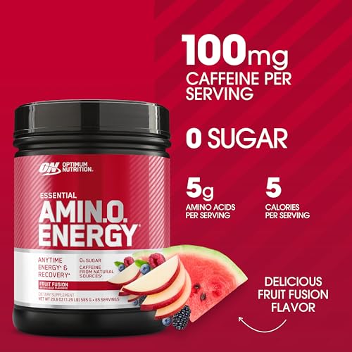 Amino Energy - Pre Workout with Green Tea, BCAA, Amino Acids, Keto Friendly, Green Coffee Extract, Energy Powder - Fruit Fusion, 65 Servings (Packaging May Vary)