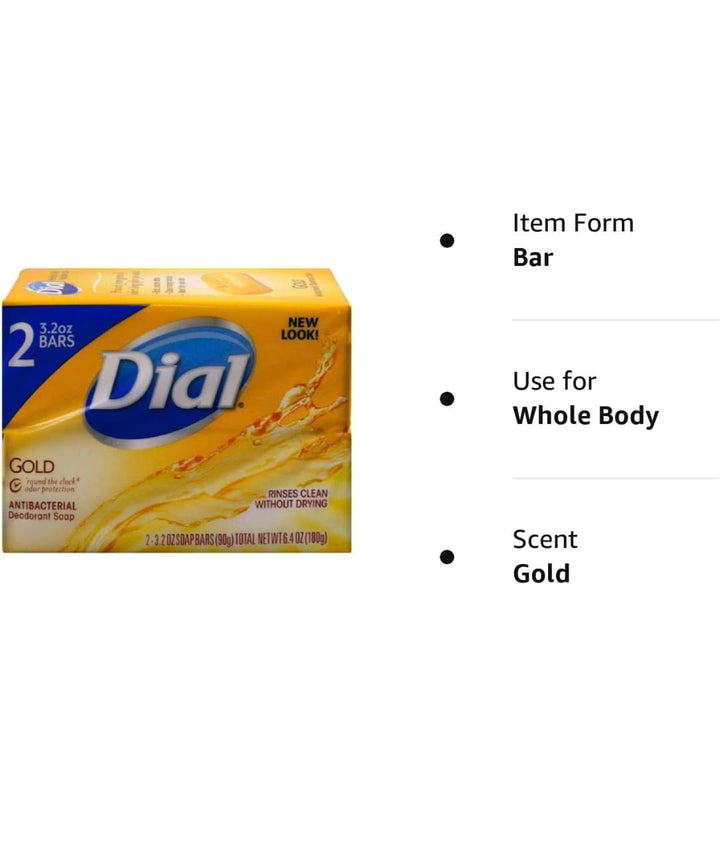Gold Antibacterial Deodorant Soap, 2 pack, Total Net Wt 6.4 oz