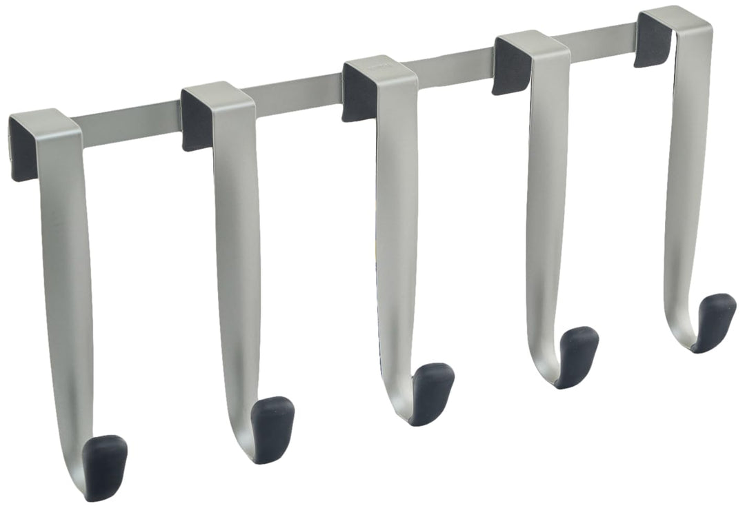 Schnook Steel Over-the-Door Multi-Hook, 5-Hook, Nickel/Black