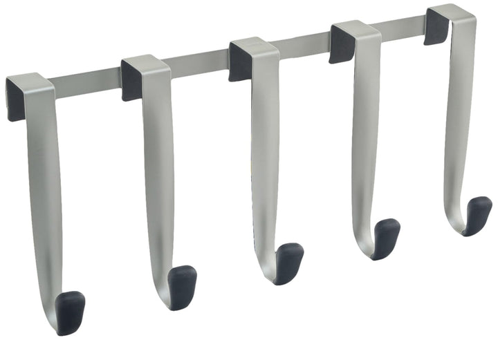 Schnook Steel Over-the-Door Multi-Hook, 5-Hook, Nickel/Black