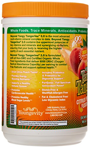 Beyond Tangy Tangerine 2.0 Citrus Peach Fusion Multi-Vitamin & Mineral Complex - Made with Natural & Whole Foods | 8,000 ORAC (3 Canisters)