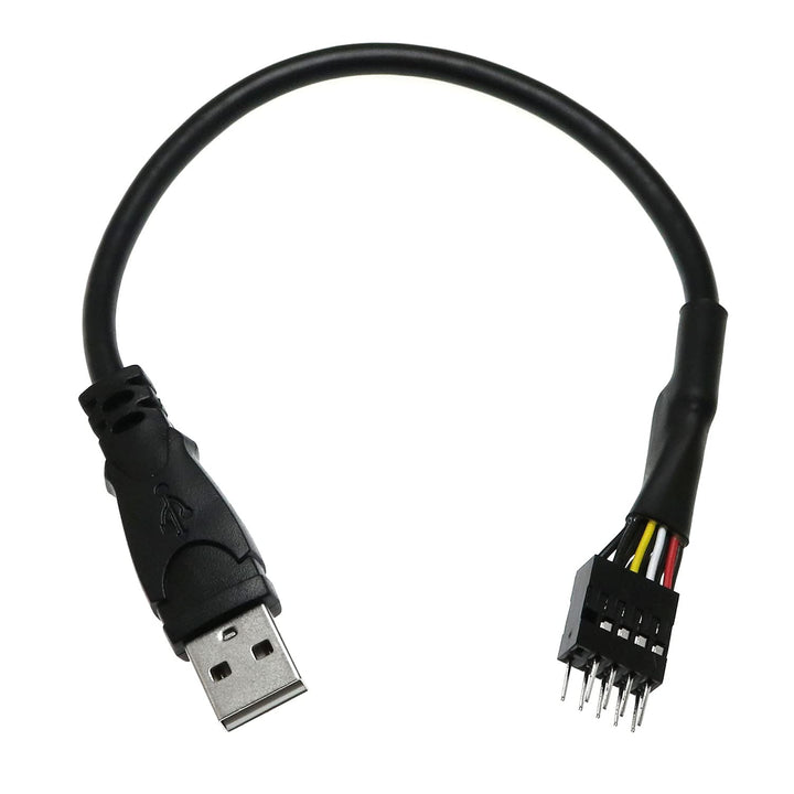 Black 9-Pin USB IDC Dupont Male Header to Single USB 2.0 Type A Male Cable 7.8 Inches