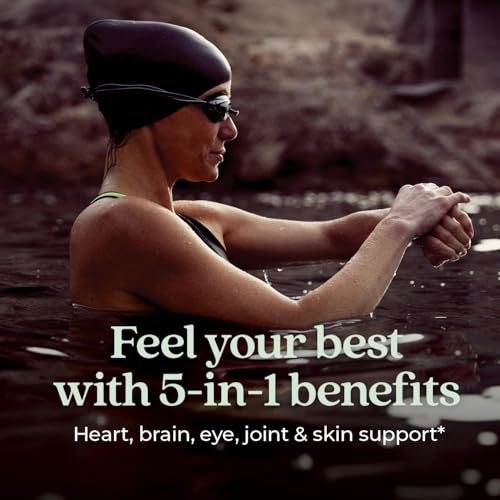 Wholemega Fish Oil Supplement - Wild Alaskan Salmon Oil with Omega-3 + Vitamin D3 + Astaxanthin + Sustainably Caught - 120 ct, 1000mg Softgels