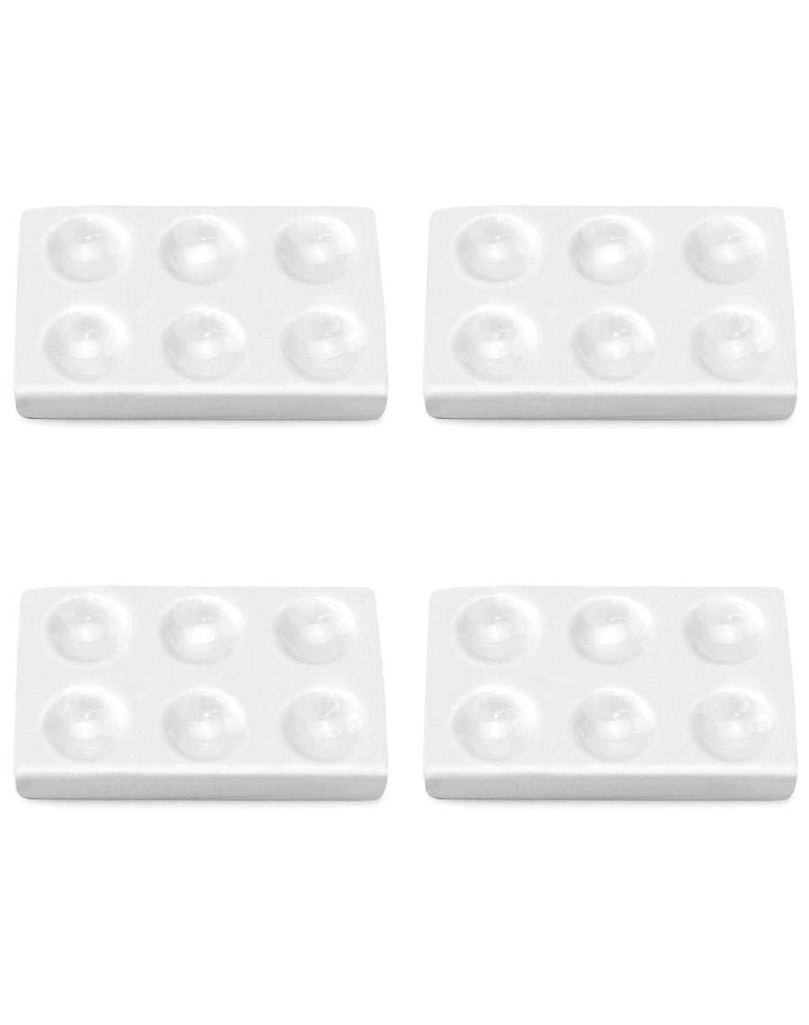 Porcelain Spot Plate with 6 Depressions - for Laboratory Experiments and Chemical Testing, 4 Pack