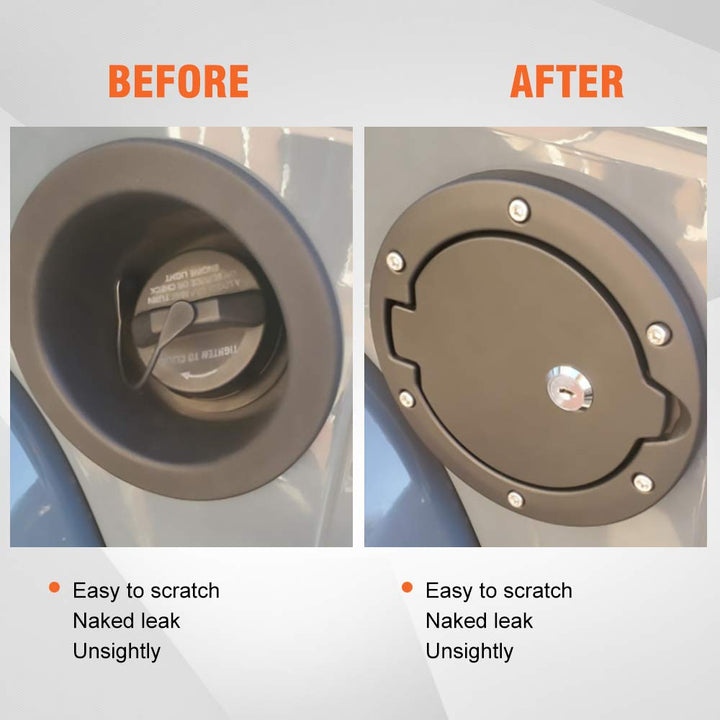 Gas Cap Cover, Locking Fuel Tank Door Fuel Filler Cover Compatible for 2007-2017 Jeep Wrangler JK & JKU.