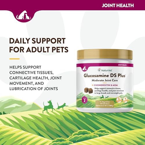 – Glucosamine DS Plus - Level 2 Moderate Care – Supports Healthy Hip & Joint Function – Enhanced with Glucosamine, MSM & Chondroitin – for Dogs & Cats–120 Soft Chews