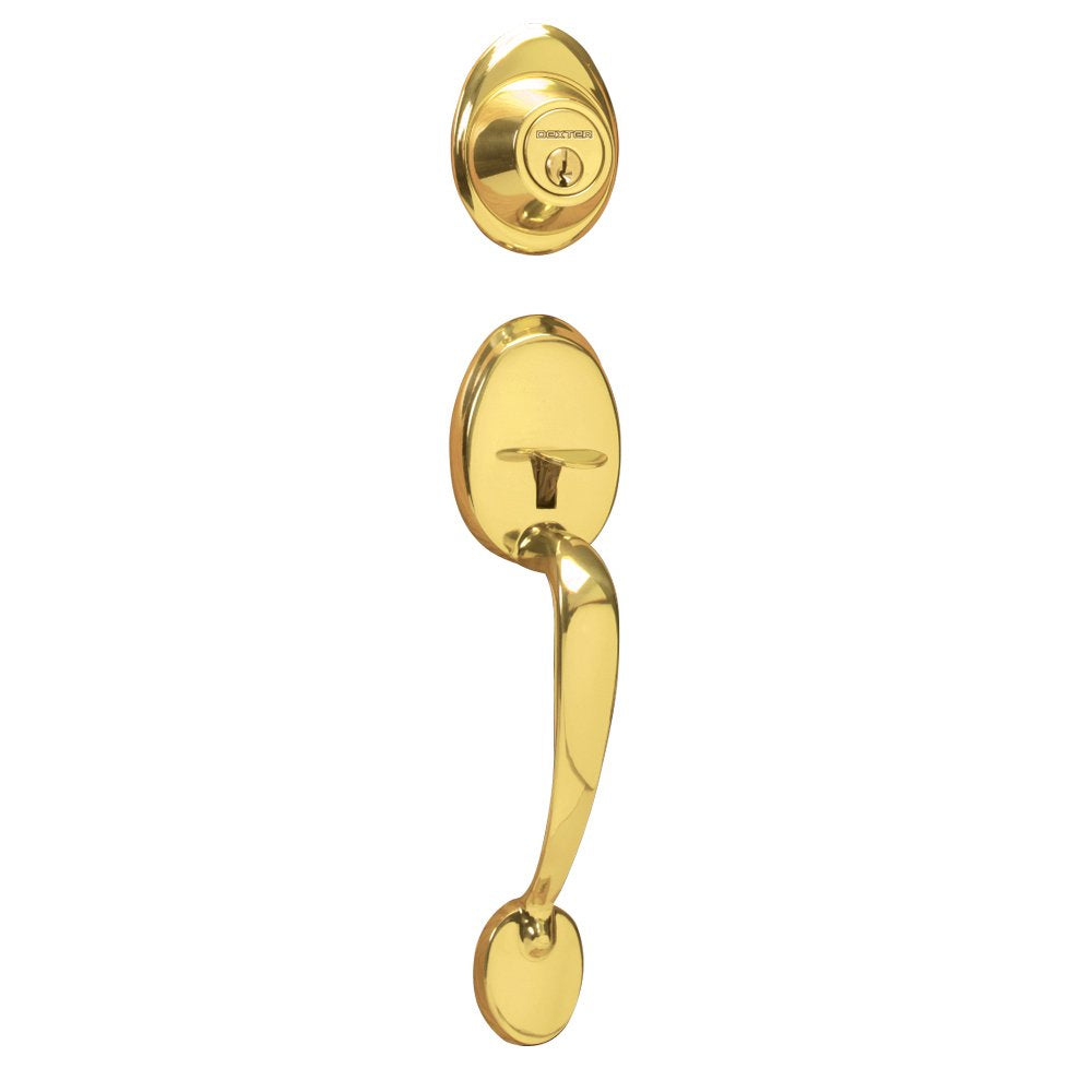 Dexter by Schlage JH58BAR605 Barcelona Exterior Handleset with Deadbolt, Bright Brass
