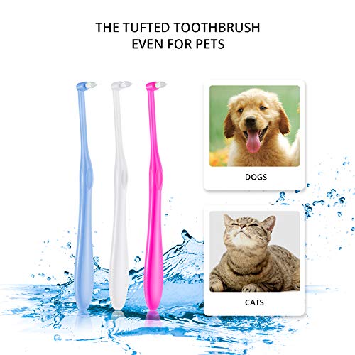 3 Pieces Small Pet Toothbrush Tufted Toothbrush End-Tuft Toothbrush Tapered Trim Toothbrush Mini Single Head Ended Pet Toothbrush for Small Dog Cat