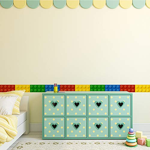 Building Blocks Wall Stickers Skirting Board Wall Decals Art Decor for Kids Bedroom Living Room Nursery