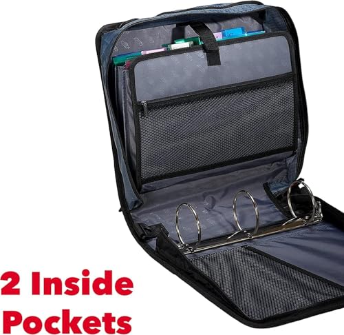 Case-it The Mighty Zip Tab Zipper Binder - 3 Inch O-Rings - 5 Color Tab Expanding File Folder - Multiple Pockets - 600 Sheet Capacity - Comes with Shoulder Strap - Deep Purple D-146