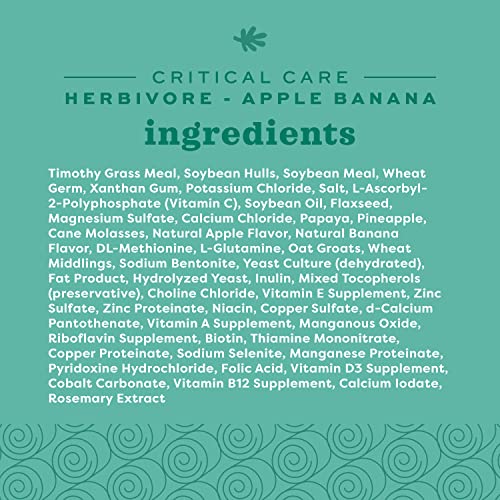 Critical Care Herbivore, Emergency Guinea Pig Food, Rabbit Food for Recovery, Natural Apple Banana Flavor, Veterinary Formula, Critical Care for Guinea Pig Emergency Kit, 141 Grams
