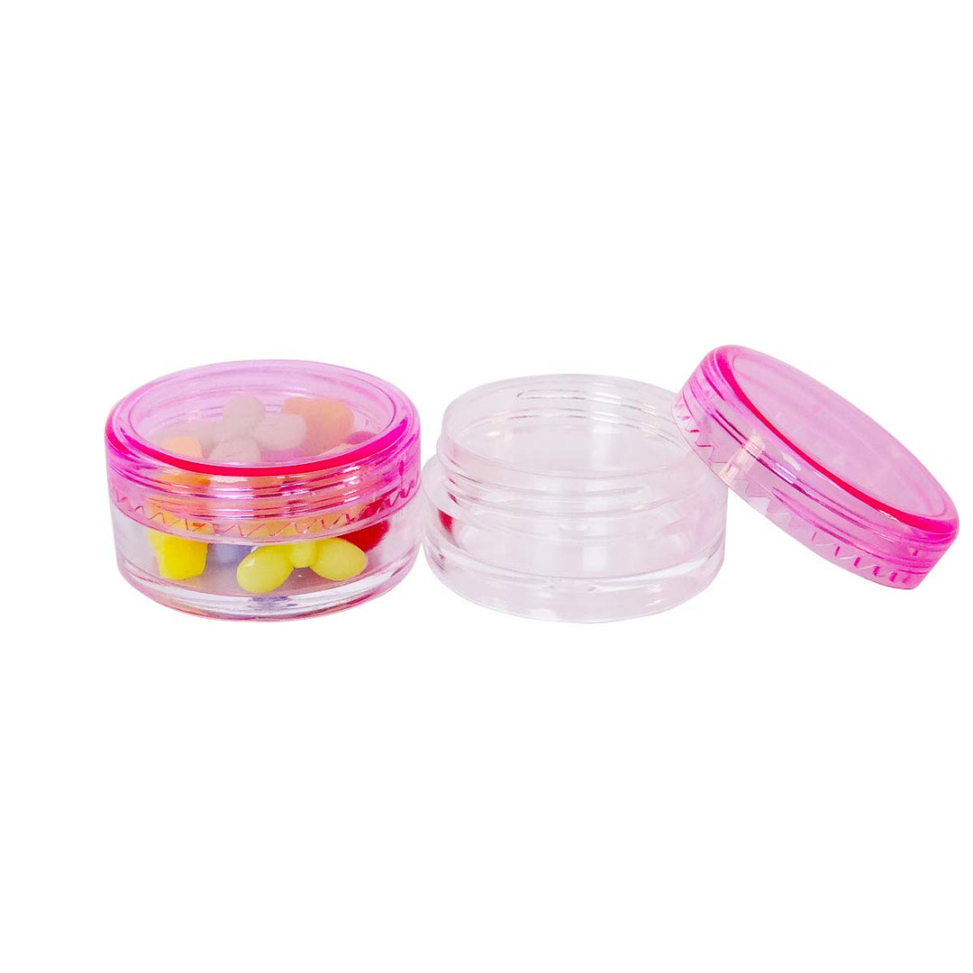 Pink: 50Pcs, 3G 3Ml Small Jars, Bpa Free, Cosmetic Sample Empty Plastic Container, Round Pot Pink Screw Cap Lid, for Makeup, Eye Shadow, Nails, Powder, Jewelry, Gems, Beads, Free