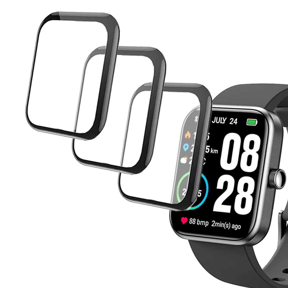 Screen Protector for S2 1.69 inch, Compatible with TOZO S2 smartwatch, 3-Pack, 3D Full Coverage, Curved Edge frame, Anti-shatter, Anti-scratch
