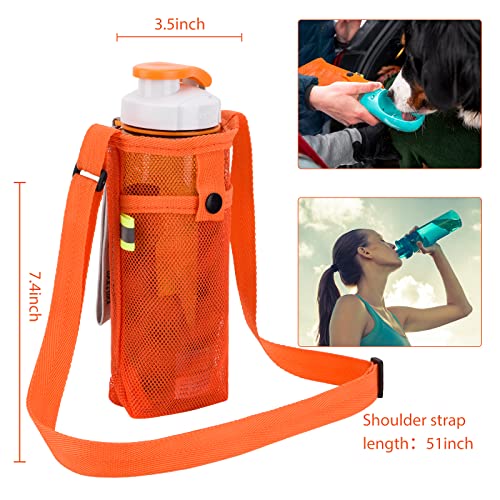 Water Bottle Holder/Carrier with Adjustable Shoulder Strap Beach Bottle Bag Dog Water Bottle Sling/Sleeve for Sports Gym Hiking Camping Walking Travel Essentials
