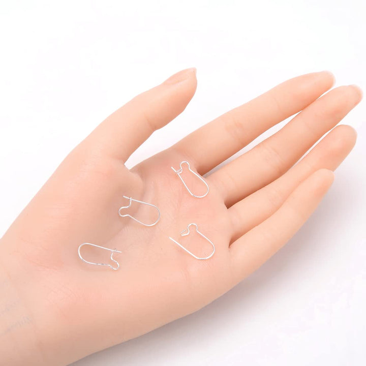 100pcs Hypoallergenic Earring Hooks Kidney Earwire Connector 18mm Long Sterling Silver Plated Brass for Earrings Jewelry Making CF187-18