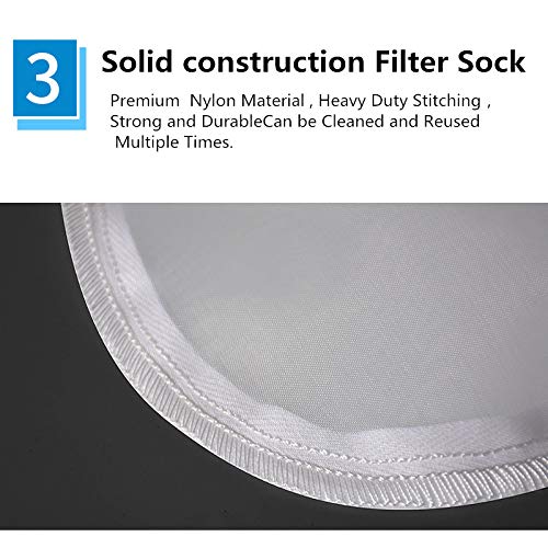 Nylon Mesh Filter Socks Bag 200 Micron 7 Inch Ring by 16 Inch Long NMO Aquarium Filter Bags -1Pack (200 Micron 7 x 16)