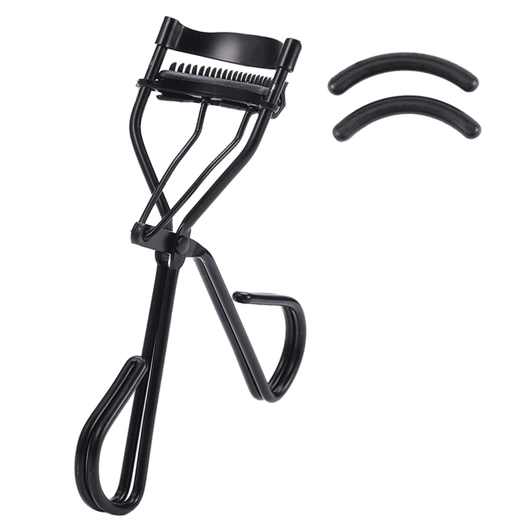 Eyelash Curlers with Built-in Comb Beauty Eyelashes Curlers Eyelash Cliper with 2 Replacement Silicone Refill Pads Premium Lash Curler Makeup Tool for Women and Girls (2 Black-Black Comb)